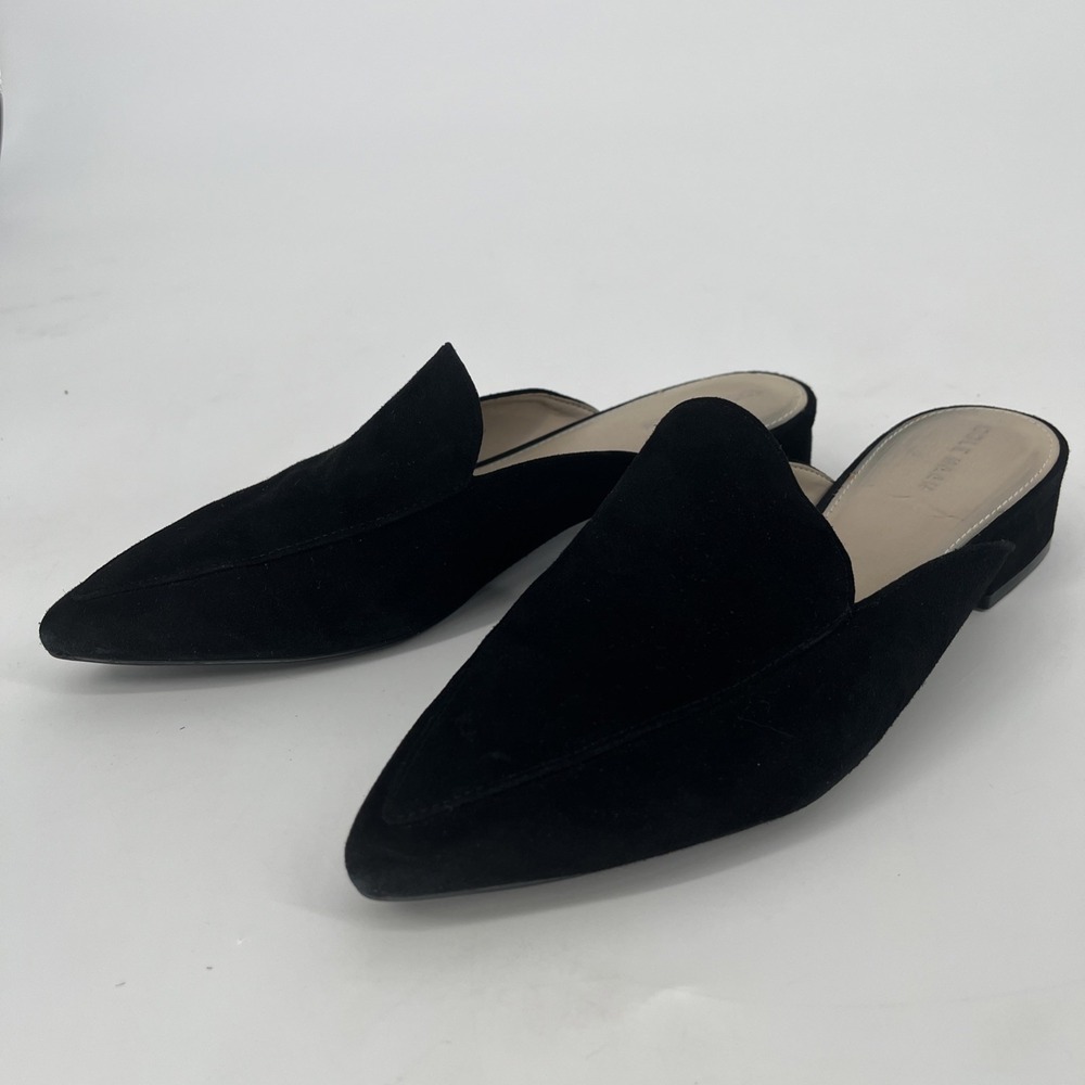 Cole Haan Womens Shoes Black Suede Piper Mules Slides Size 7B Pointed Toe W08934